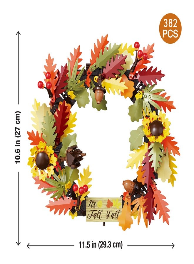 Brickcraft Harvest Wreath Brick Building Kit, 382 Pieces | DIY Autumn & Halloween Home Décor | 2-in-1 Fall Wreath & Garland Craft | Festive Thanksgiving Decoration Gift for Kids & Adults, Ages 8+ - Image 3